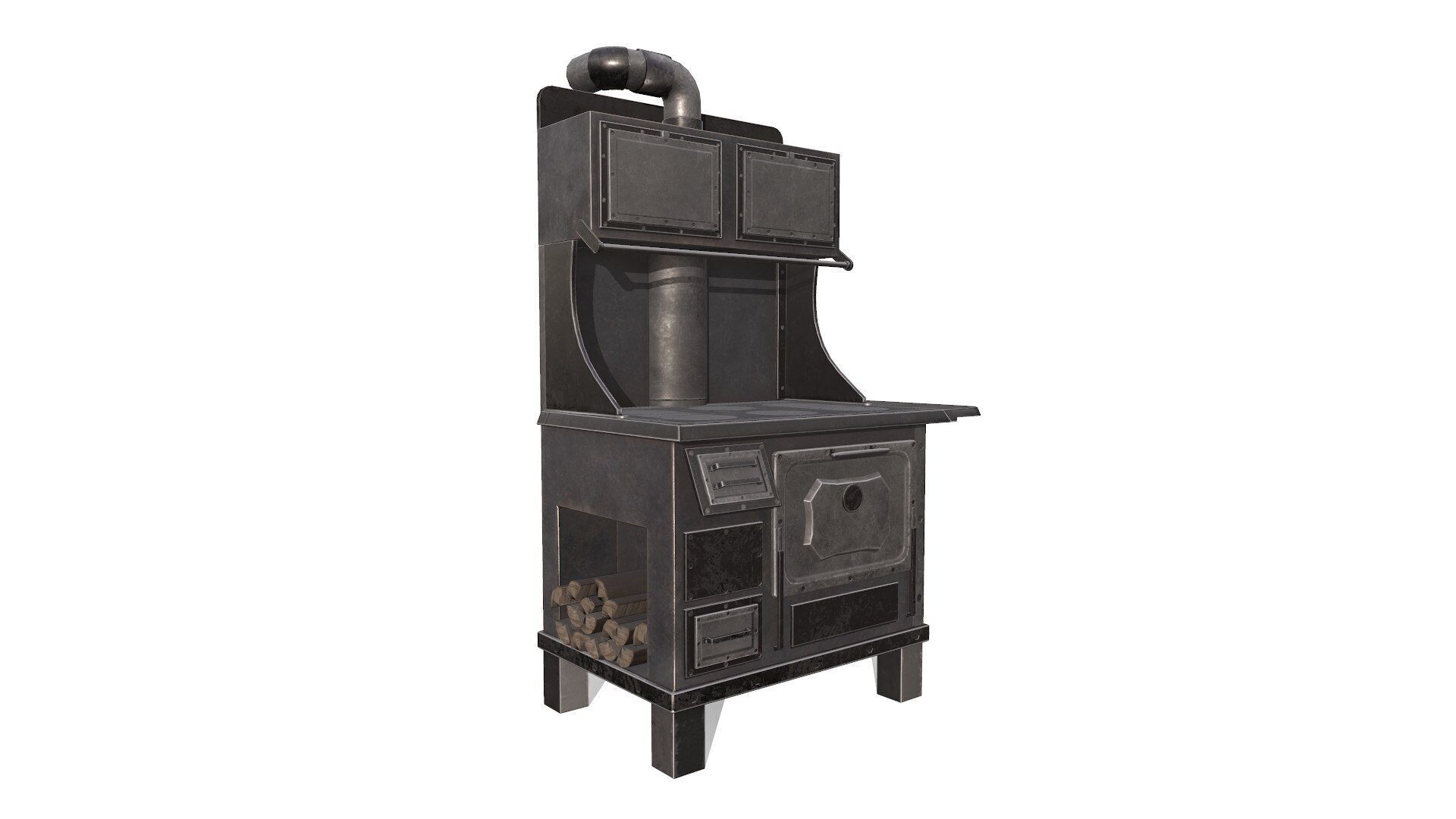 Old Stove Low-poly PBR Low-poly 3D model_3