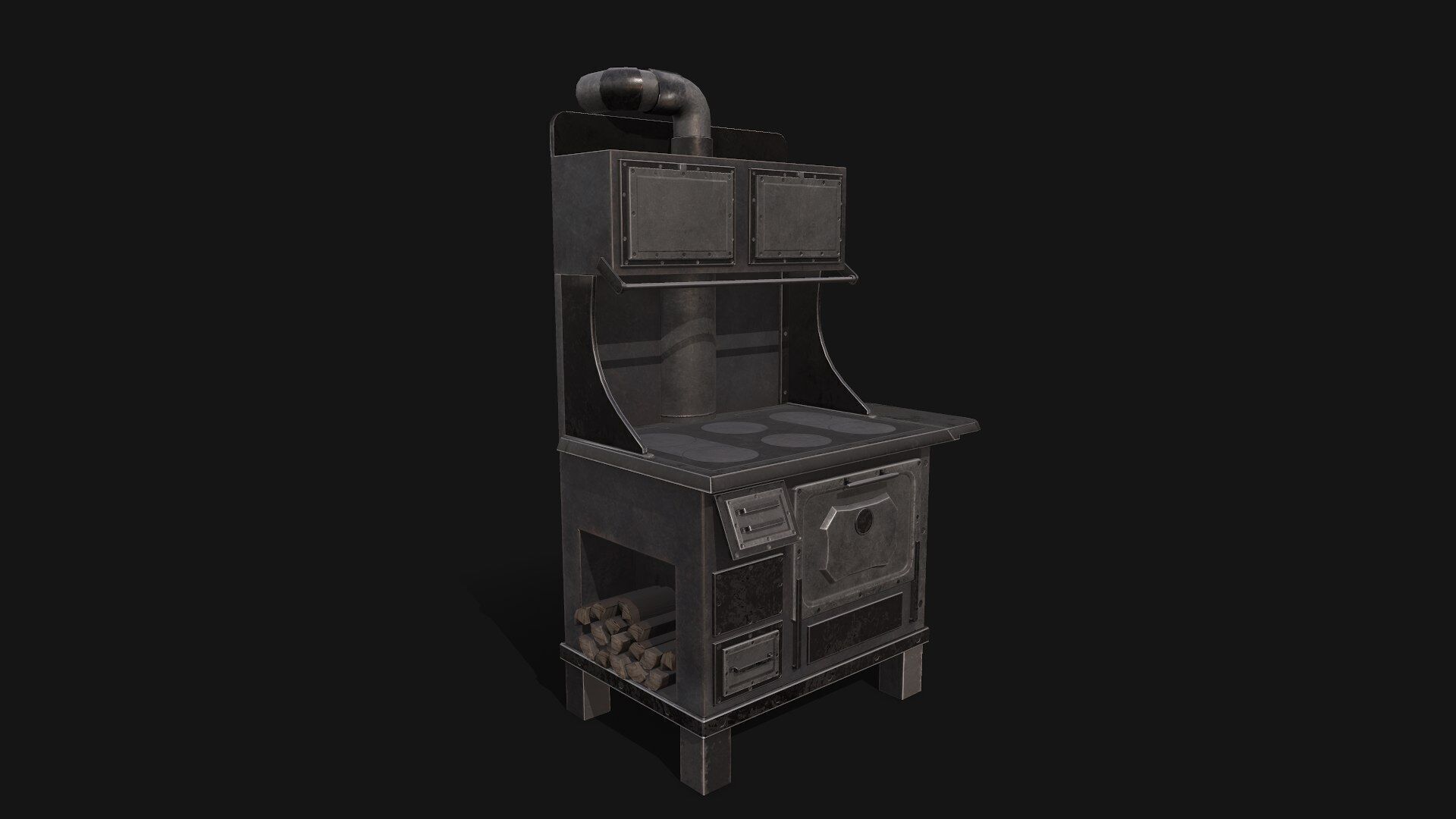 Old Stove Low-poly PBR Low-poly 3D model_2