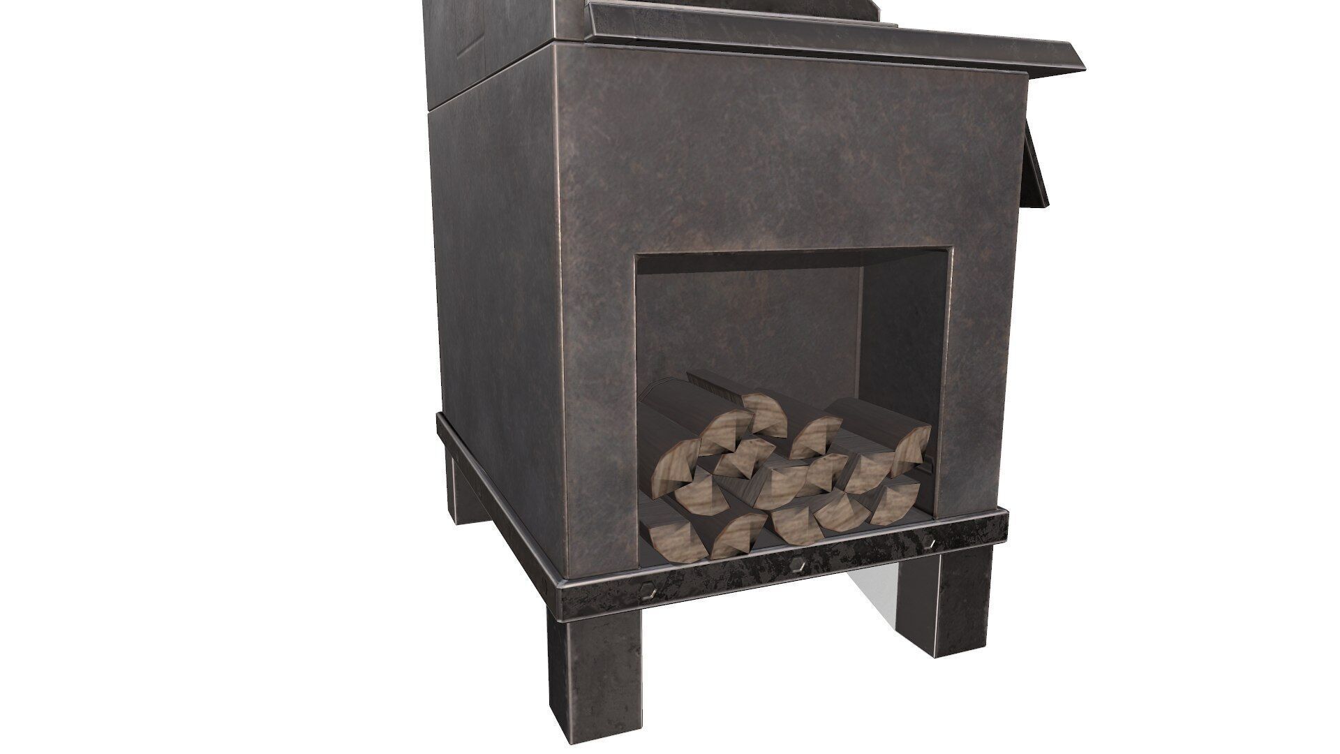 Old Stove Low-poly PBR Low-poly 3D model_9