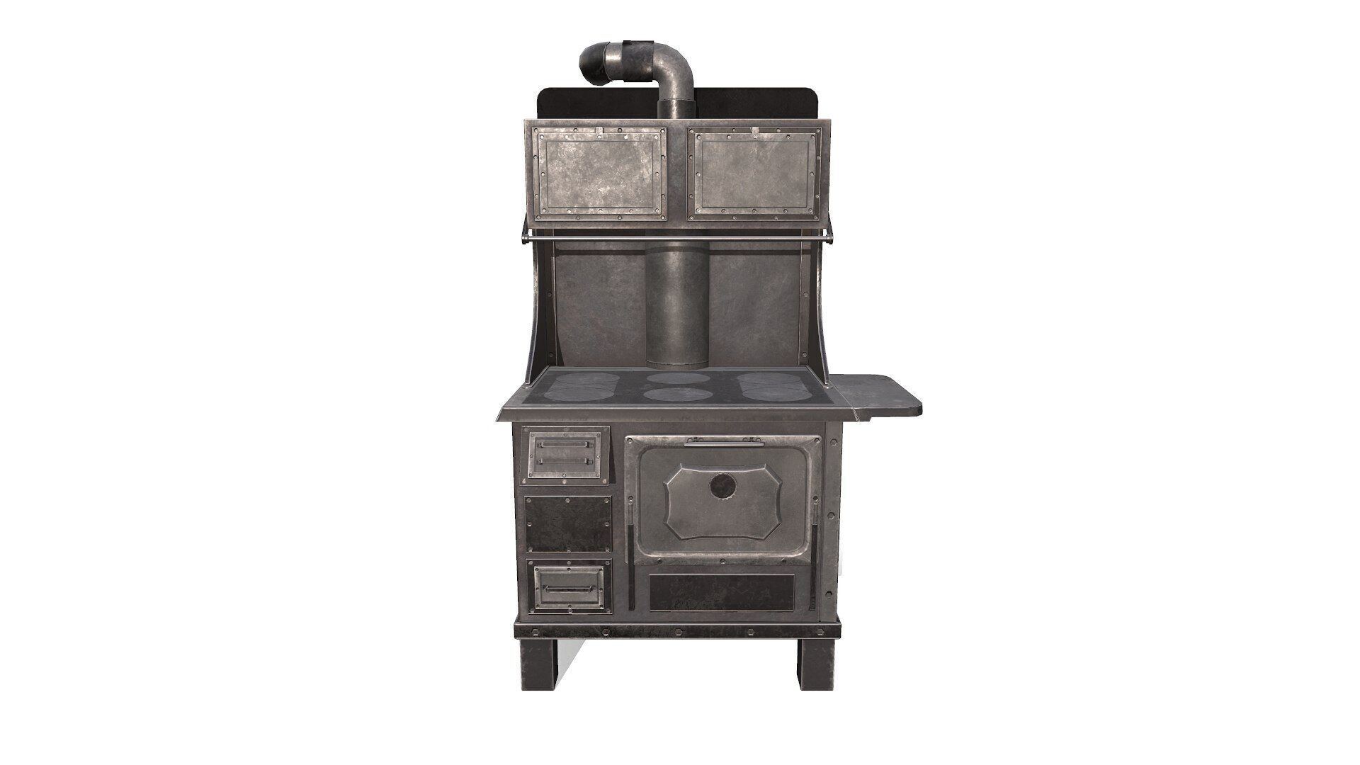 Old Stove Low-poly PBR Low-poly 3D model_4