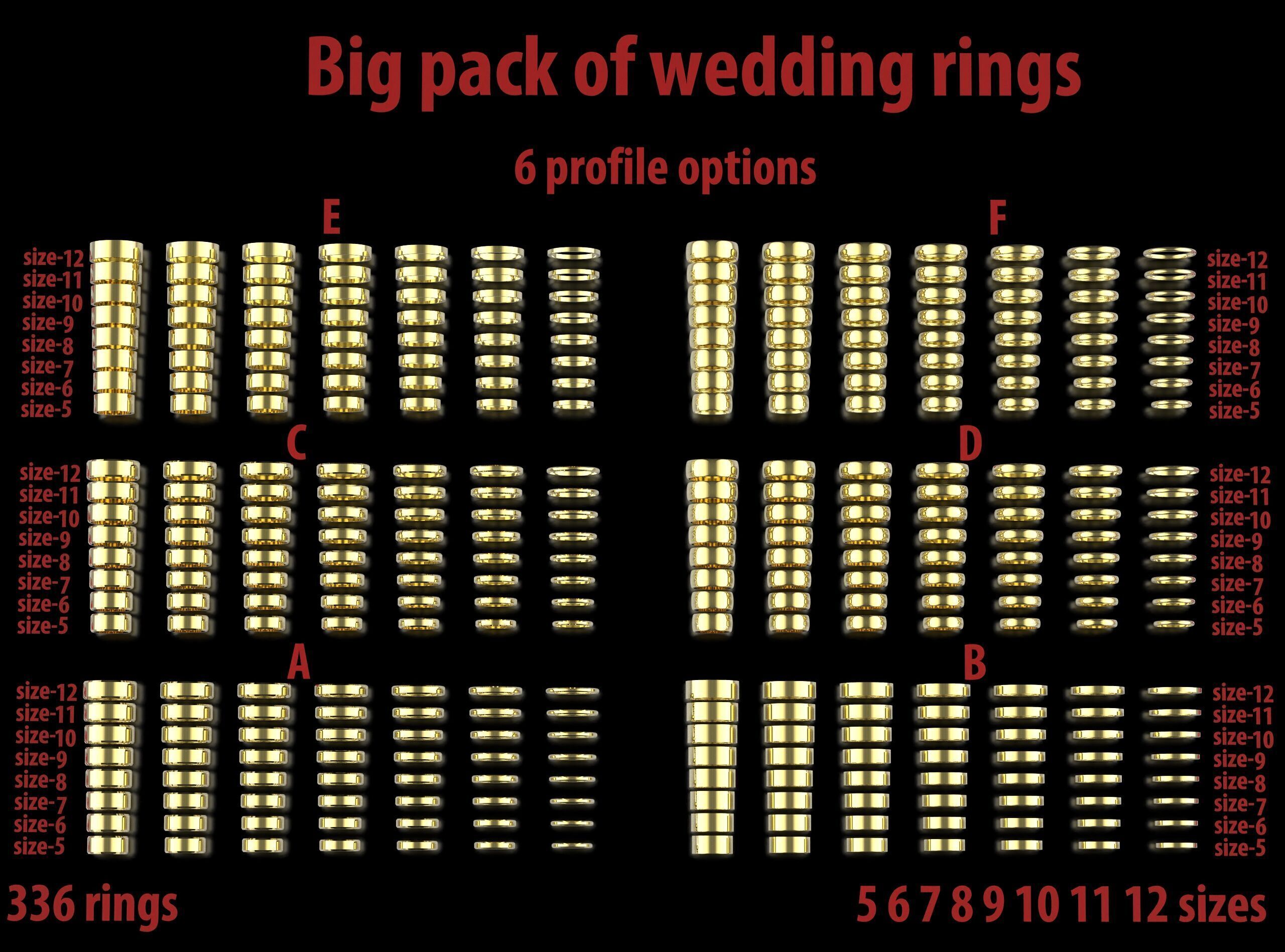 Big pack of wedding rings 802 3D print model_3