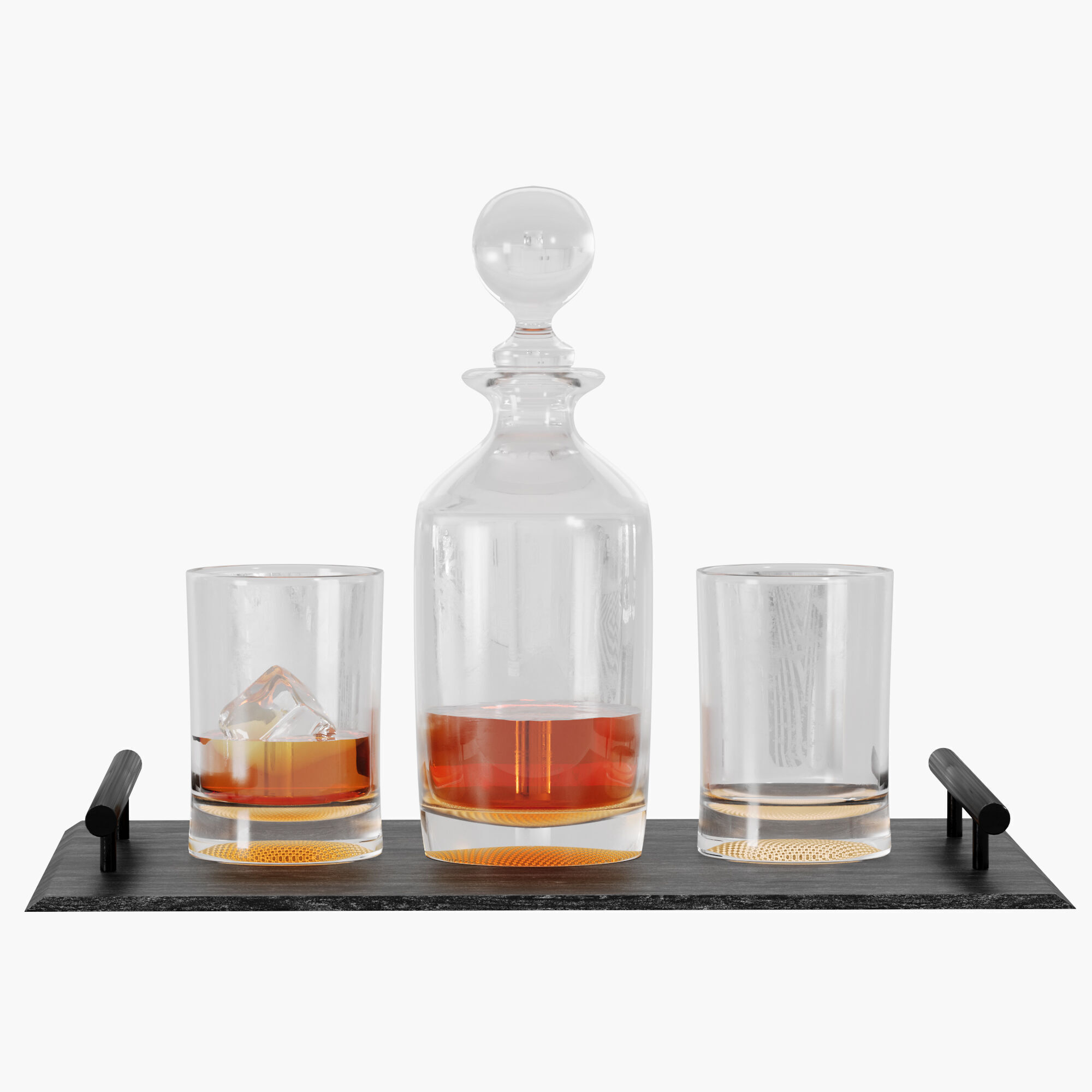N5 Set whiskey decanter with crystal glass cups 3D model_1