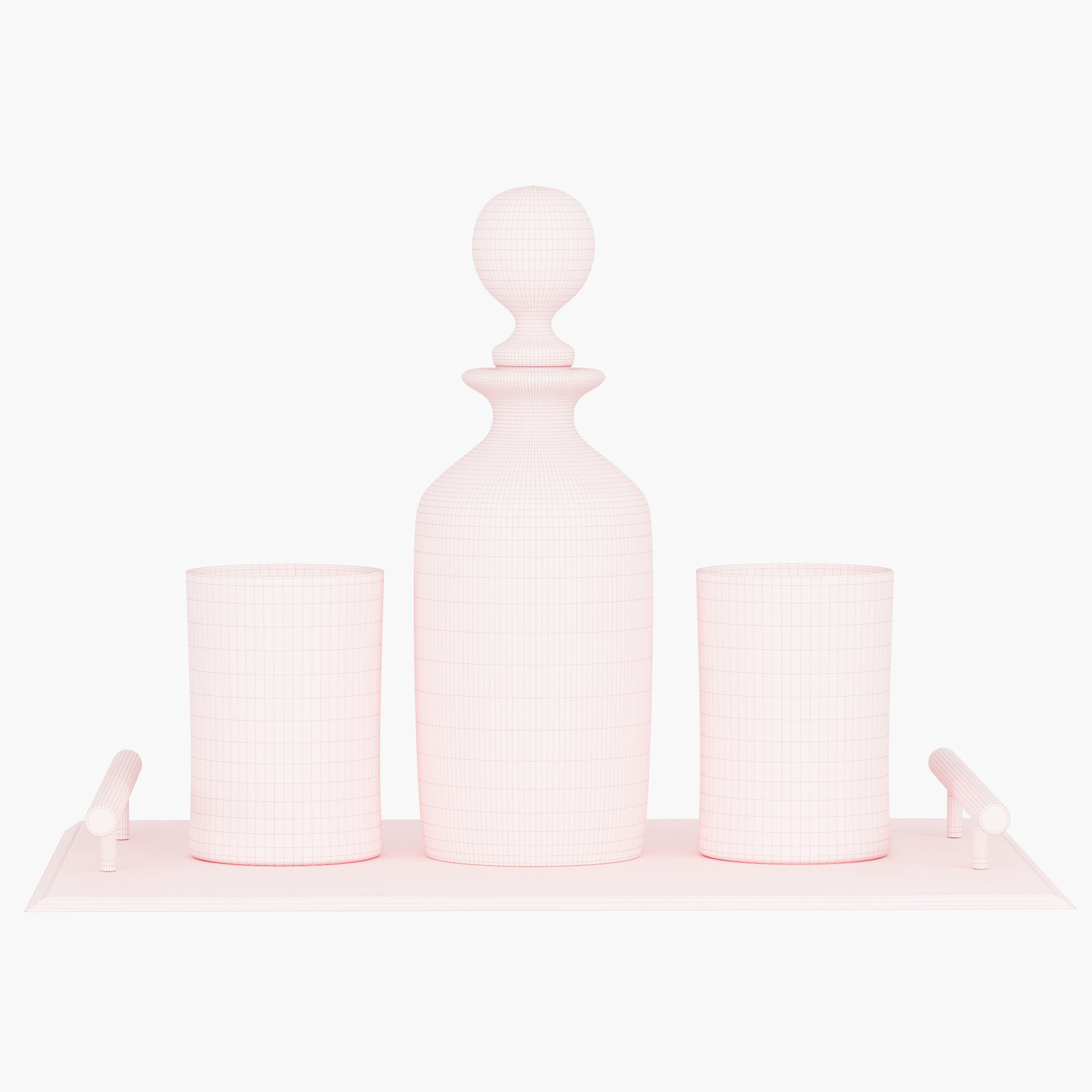 N5 Set whiskey decanter with crystal glass cups 3D model_9