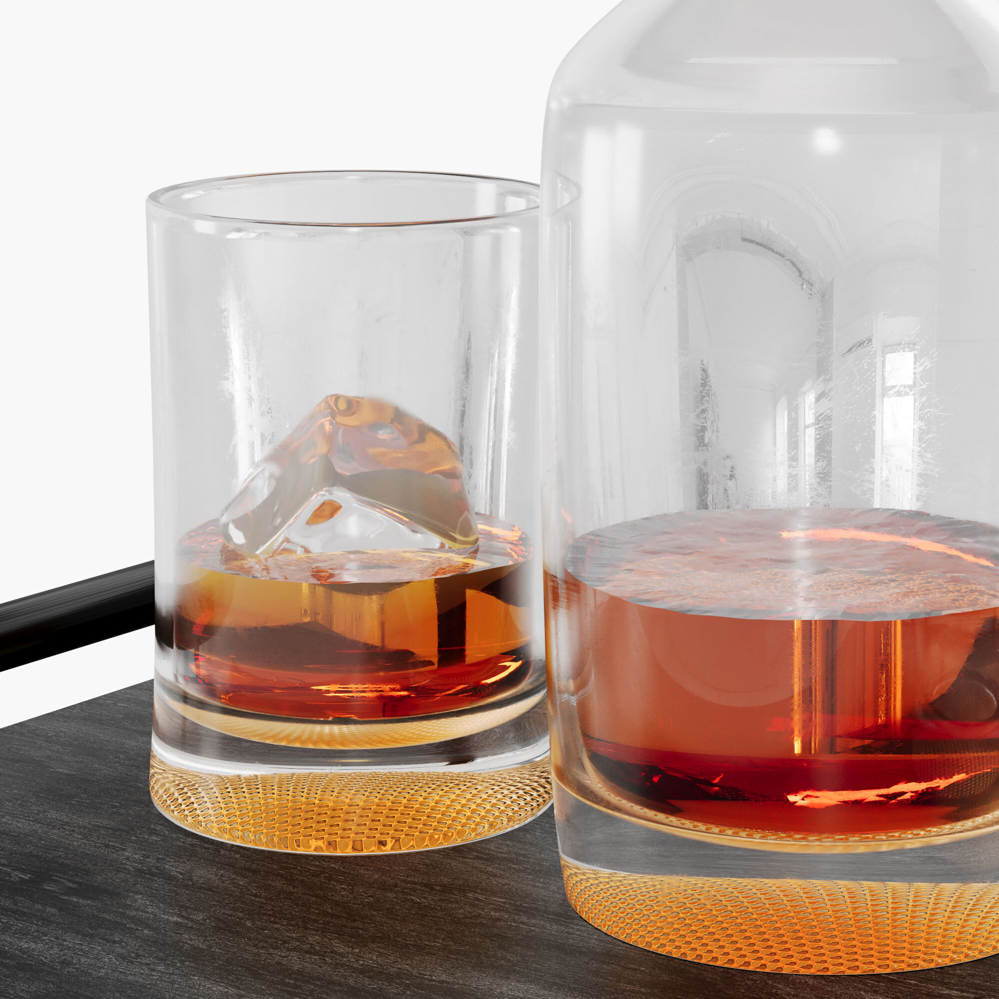 N5 Set whiskey decanter with crystal glass cups 3D model_5