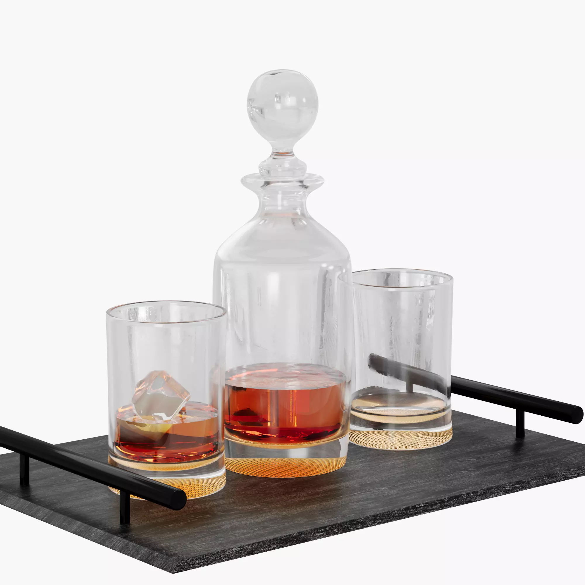 N5 Set whiskey decanter with crystal glass cups 3D model_0