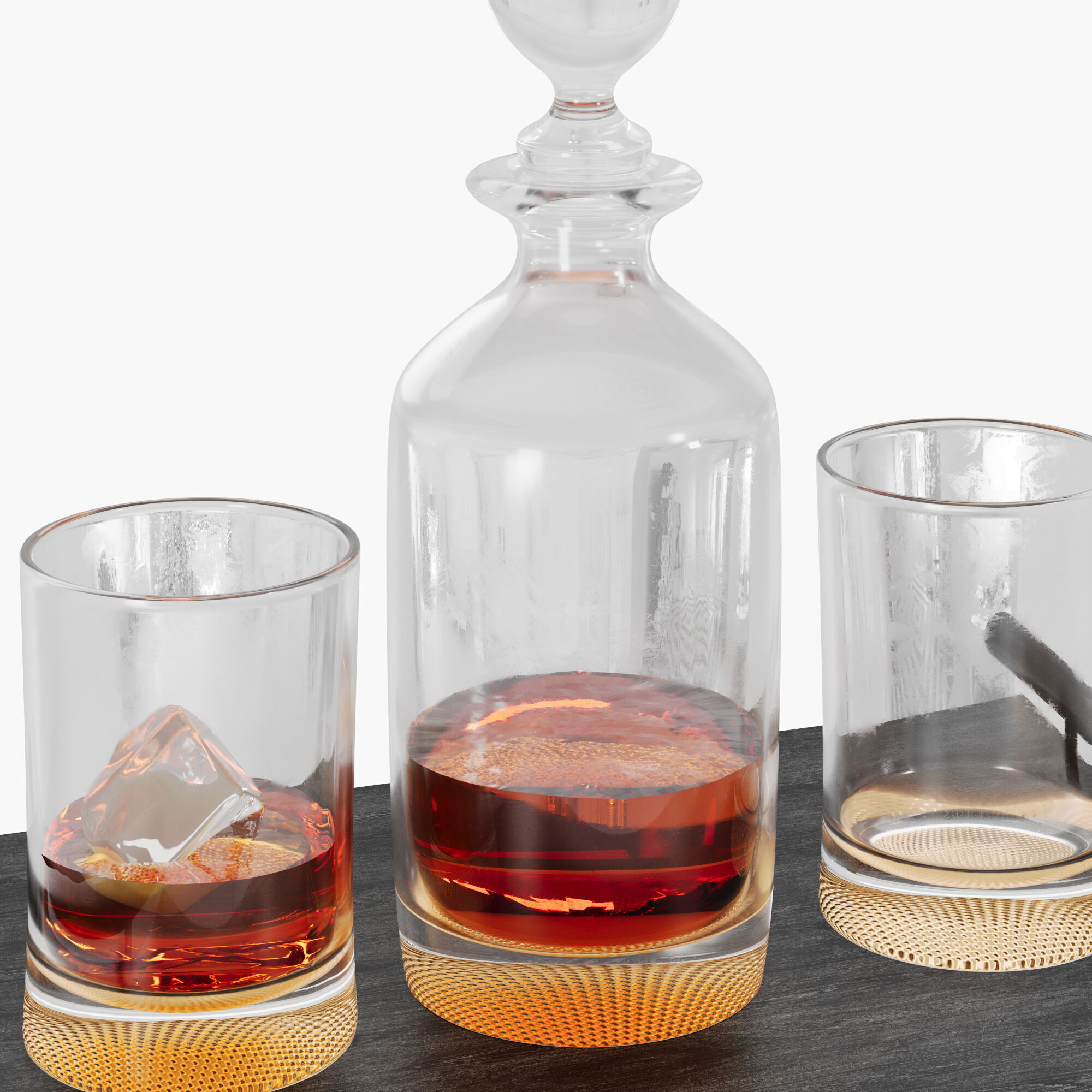 N5 Set whiskey decanter with crystal glass cups 3D model_2