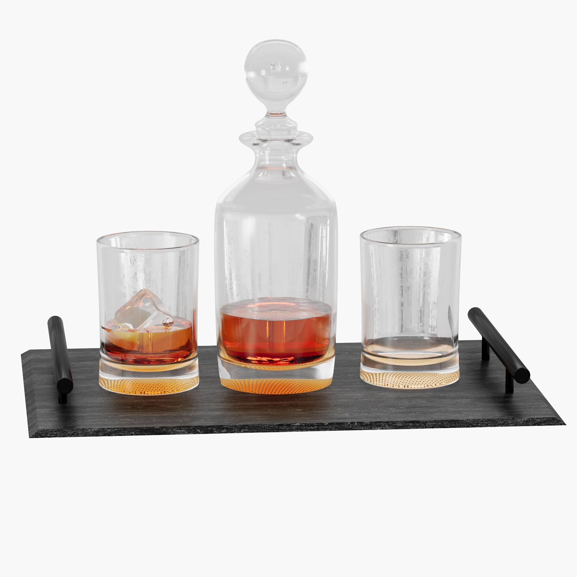 N5 Set whiskey decanter with crystal glass cups 3D model_4