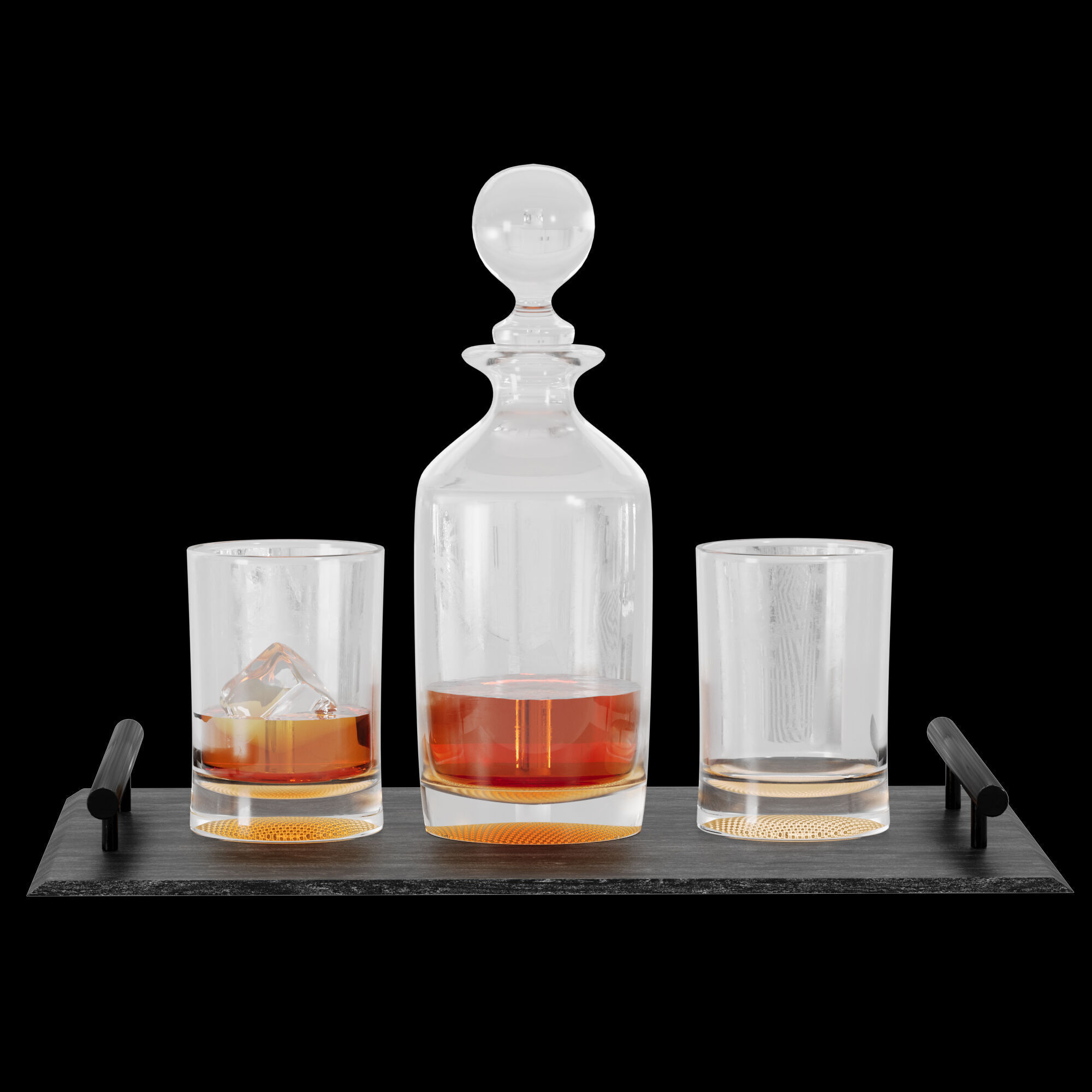 N5 Set whiskey decanter with crystal glass cups 3D model_3