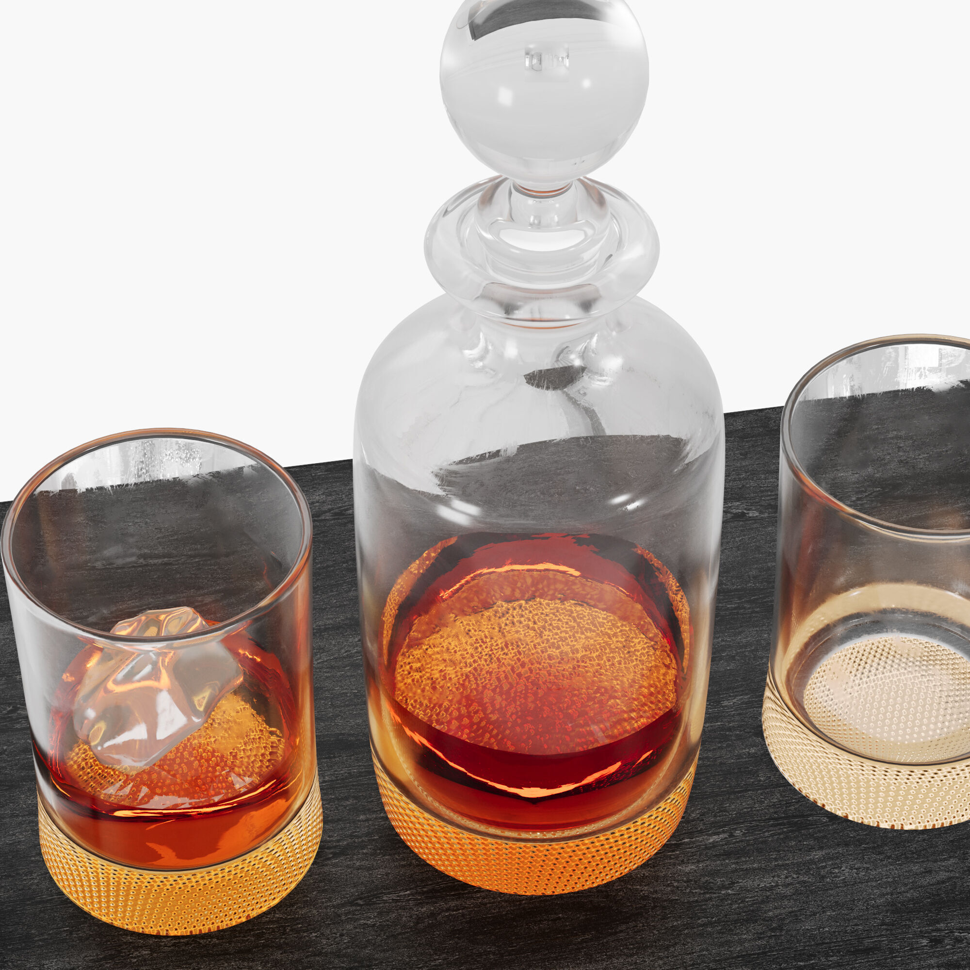 N5 Set whiskey decanter with crystal glass cups 3D model_6