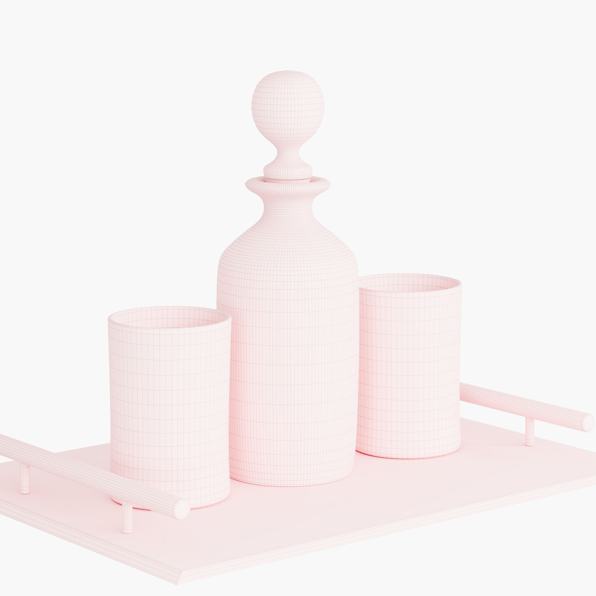 N5 Set whiskey decanter with crystal glass cups 3D model_8