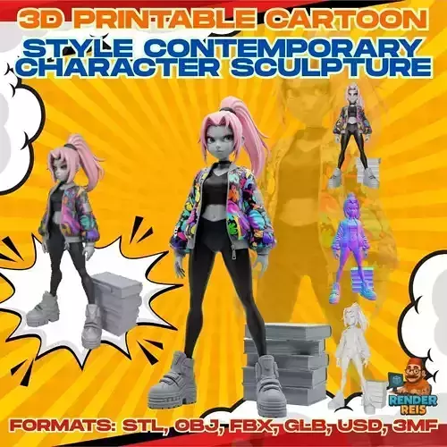 Neon Style Fashion Girl Figure