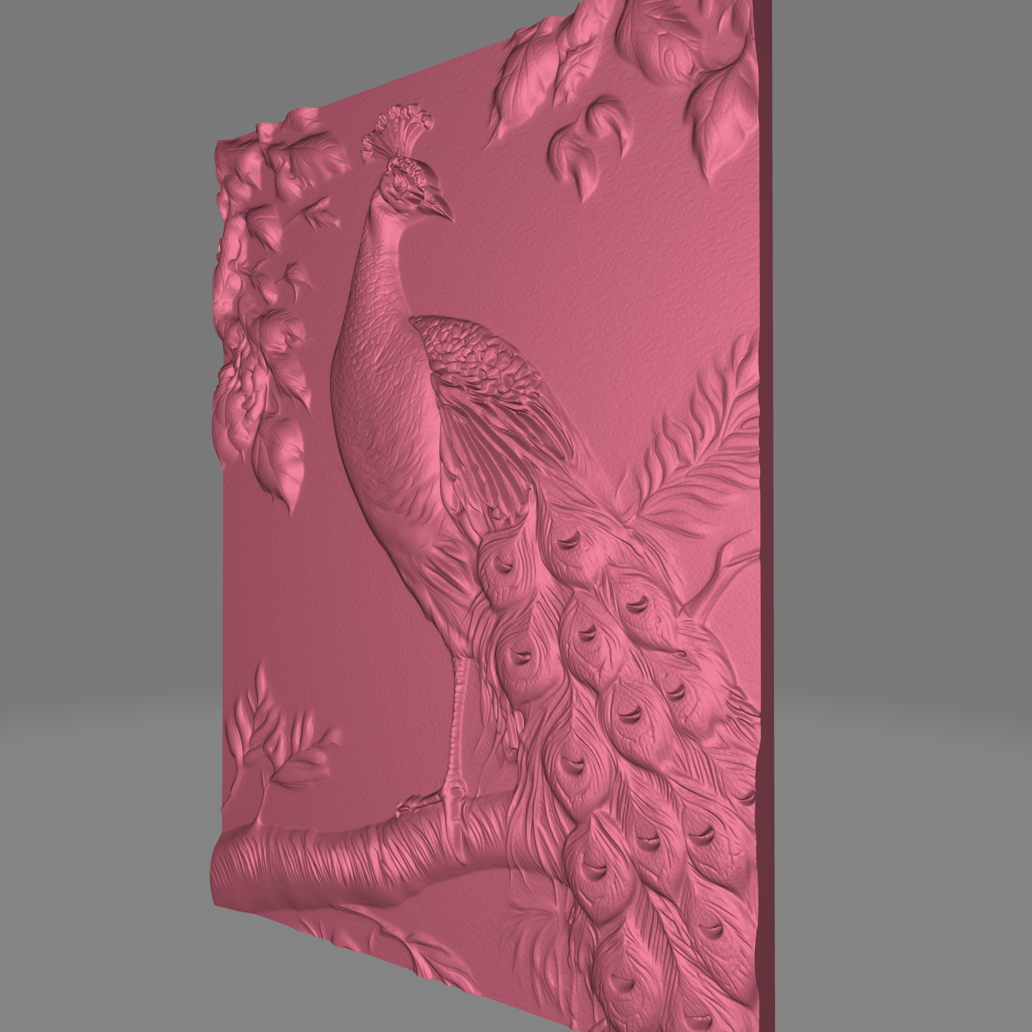 Floral Peacock 3D print model_2