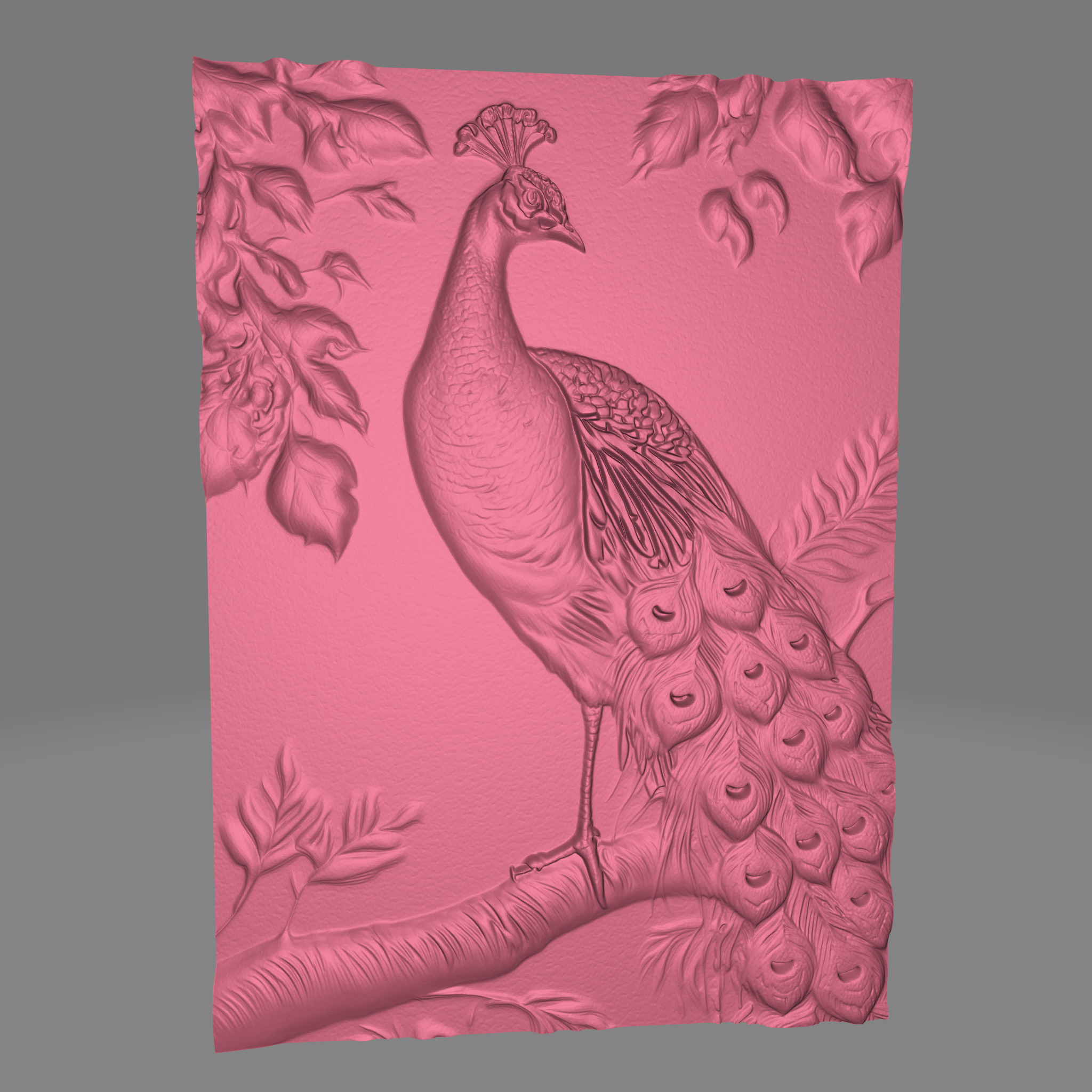 Floral Peacock 3D print model_1