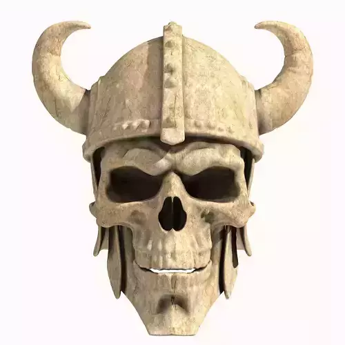 Viking Skull with Horned Helmet 3D print model