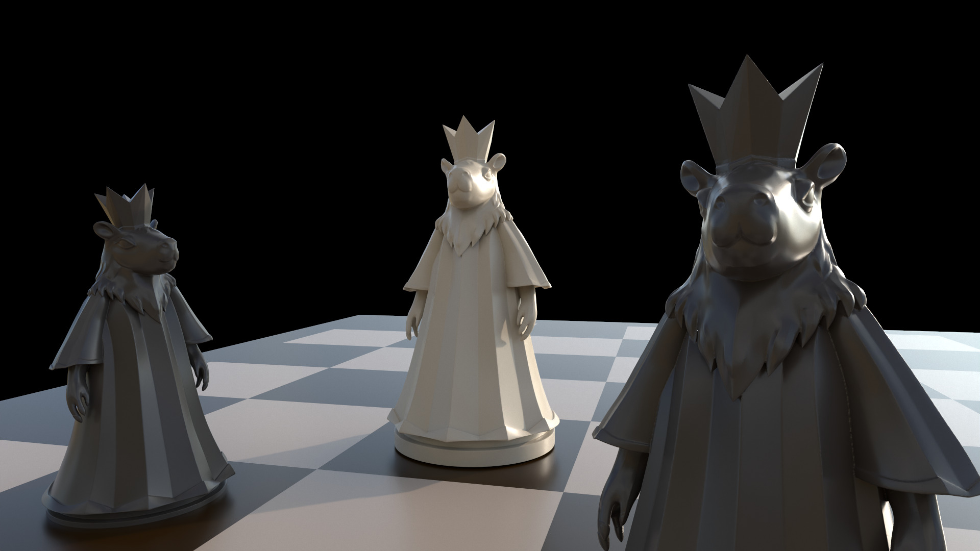 Capybara Queen Chess 3D print model_9