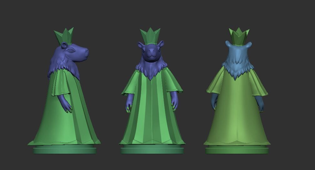 Capybara Queen Chess 3D print model_10