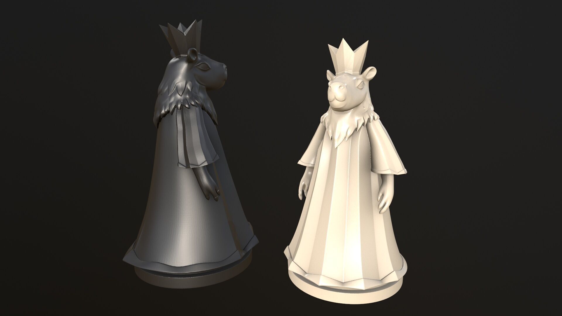 Capybara Queen Chess 3D print model_11