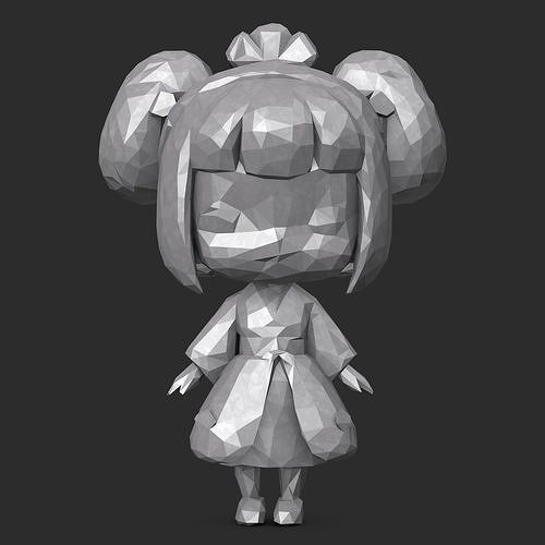 Kawaii Japanese Girl Low Poly 3D print model