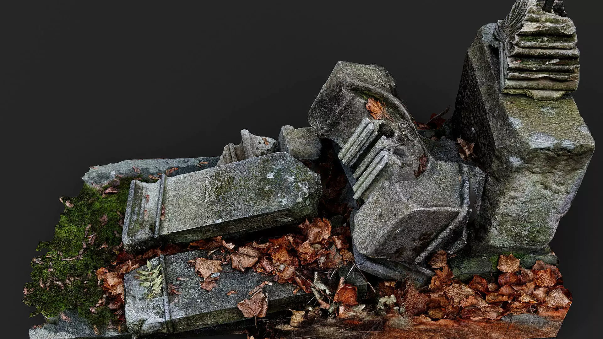 ancient ruins mossy debris blocks PBR photogrammetry Low-poly 3D model