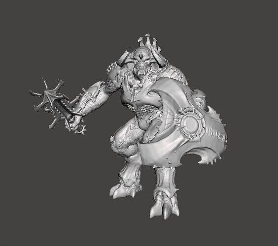 ARMORED TITAN DEMON W BLADED MACE FIGURE FANTASY SCIFI GAMES RPG 3D print model