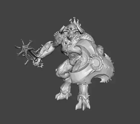 ARMORED TITAN DEMON W BLADED MACE FIGURE FANTASY SCIFI GAMES RPG