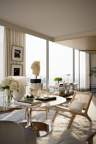 Modern Minimalist Living Room Interior Scene 3D model