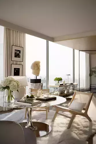 Modern Minimalist Living Room Interior Scene 3D model