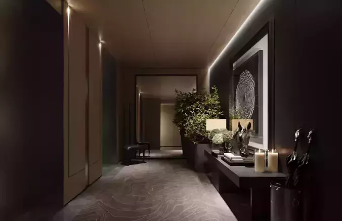 Modern Luxury Entryway Foyer Interior Scene