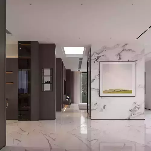 Villa Ground Floor Living and Dining Room Interior Scene 3D model