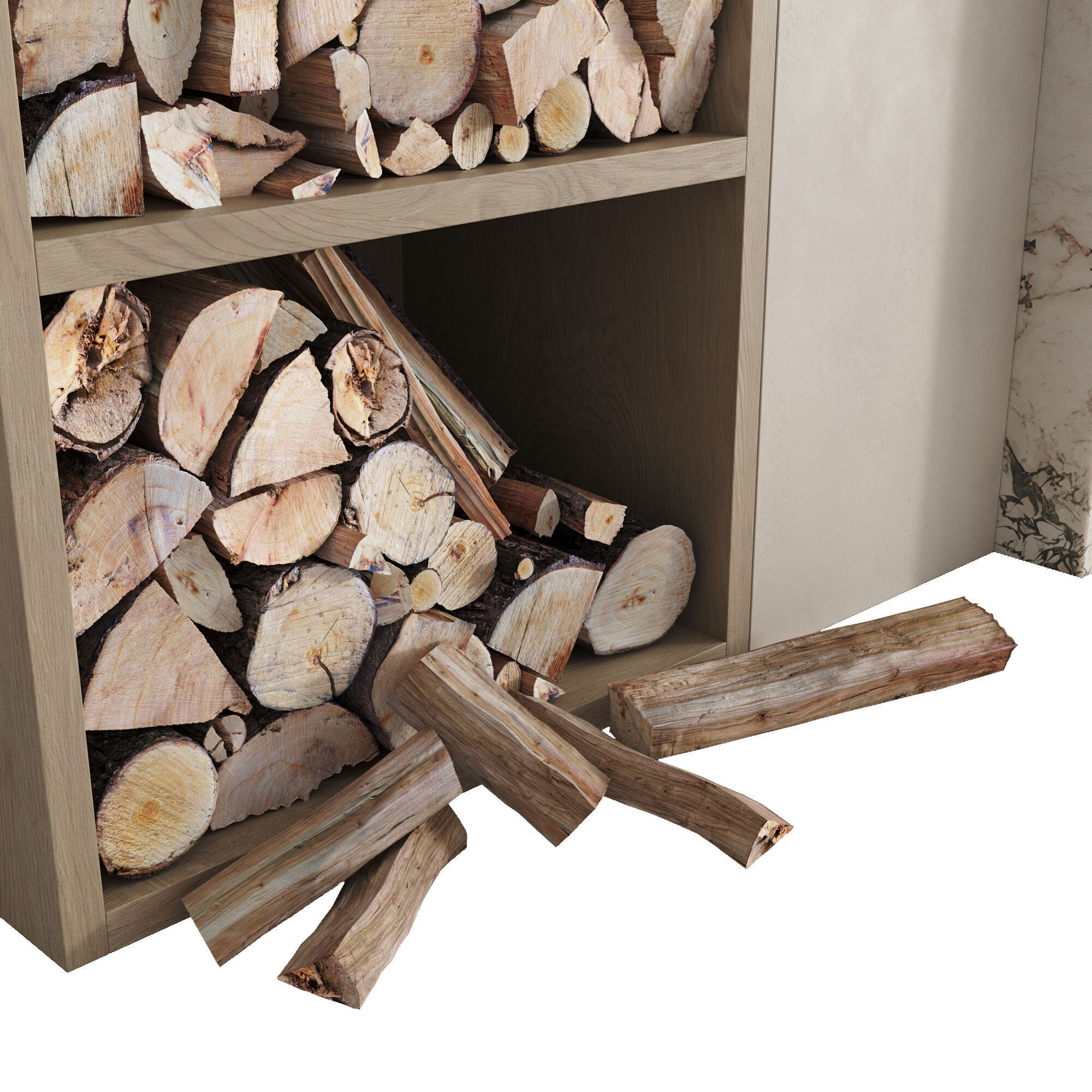 Decorative wall with fireplace 65 3D model_3