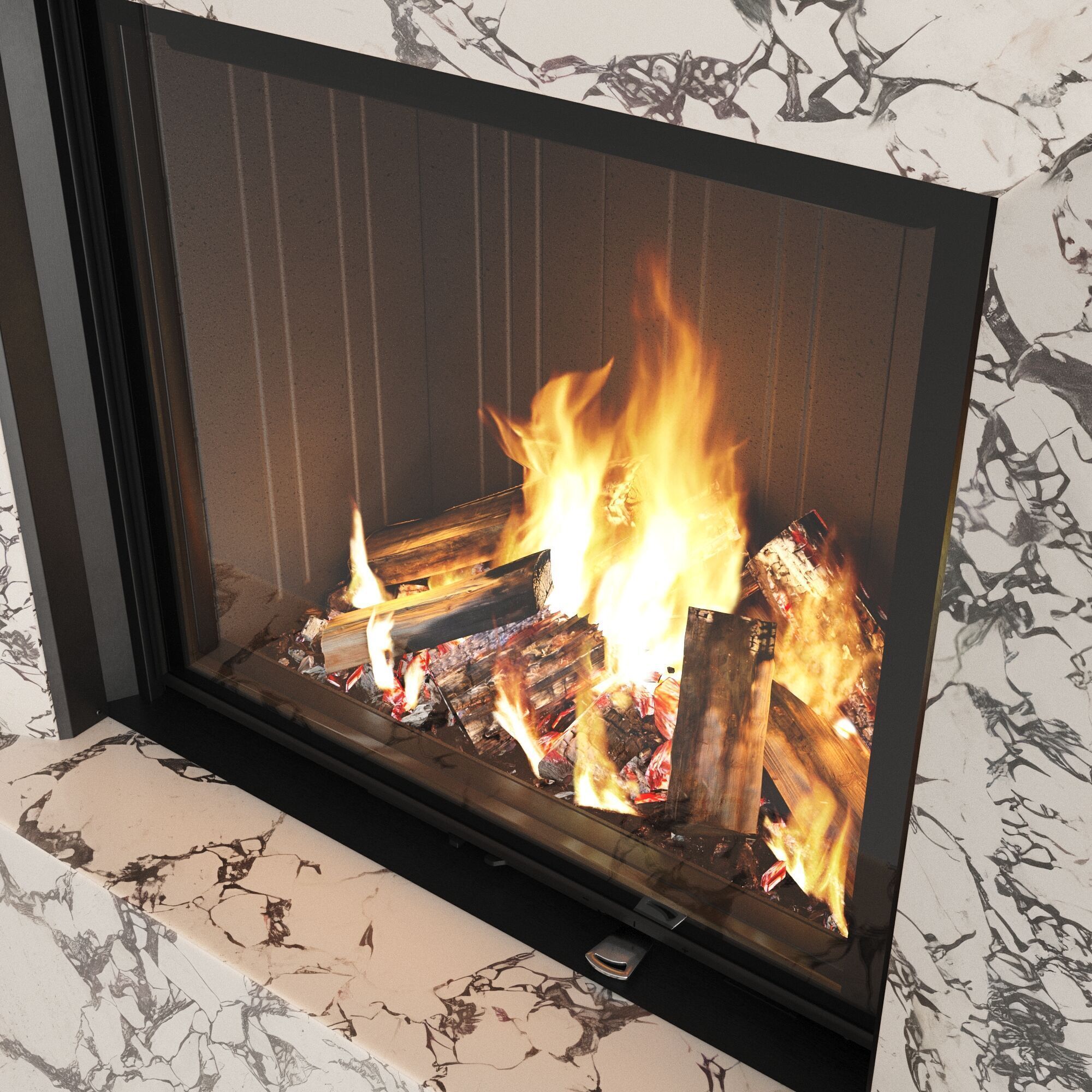 Decorative wall with fireplace 65 3D model_2