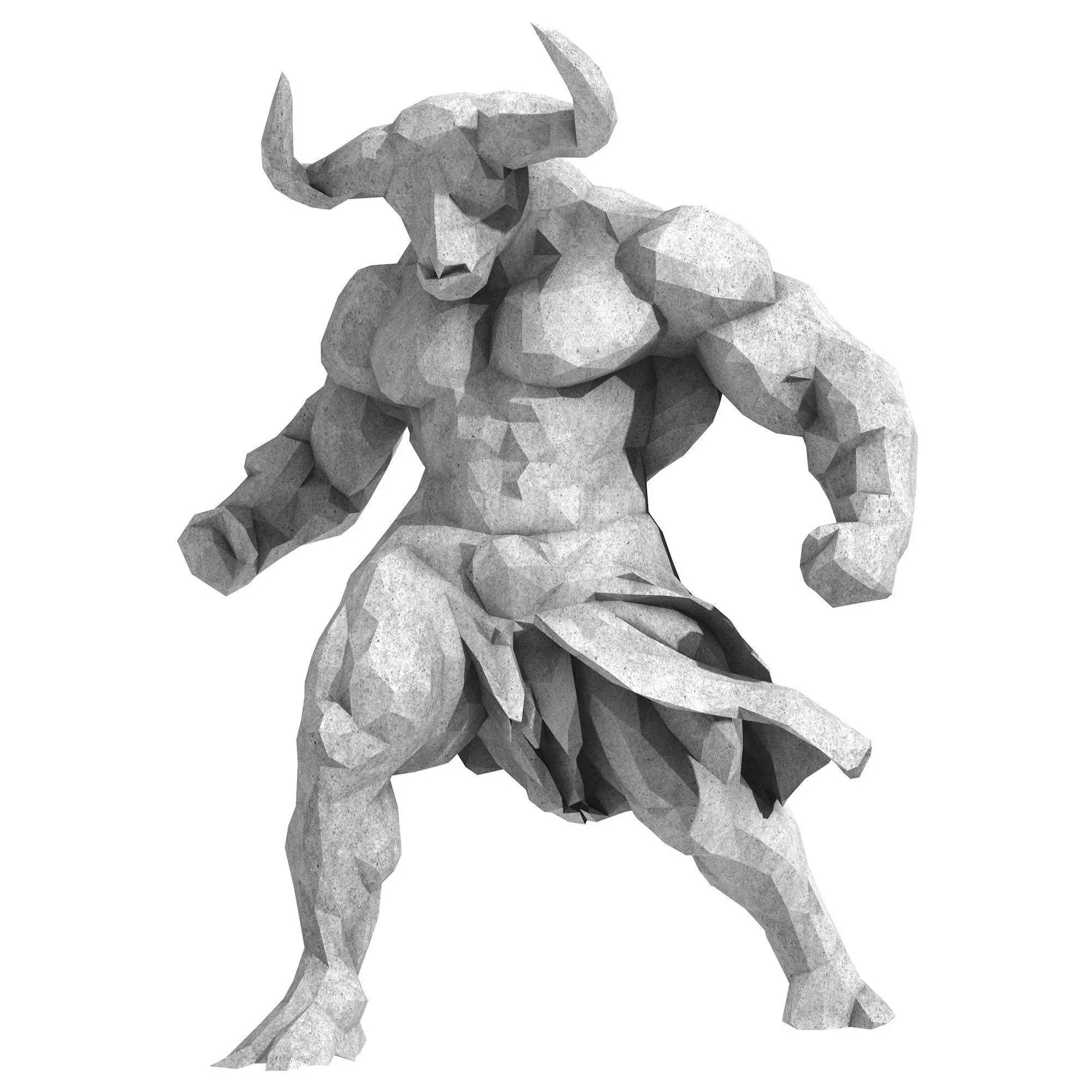 Buffalo Warrior Low Poly 3D print model_0