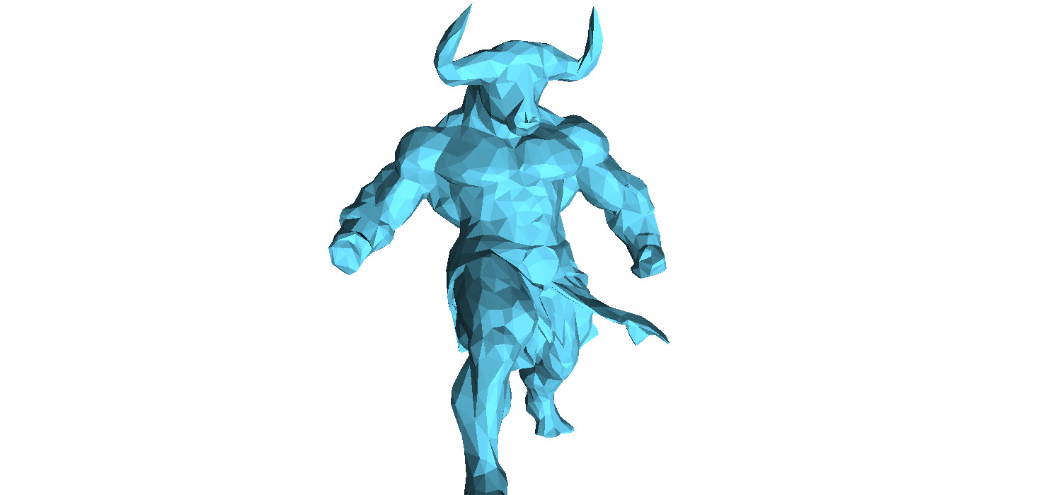 Buffalo Warrior Low Poly 3D print model_5