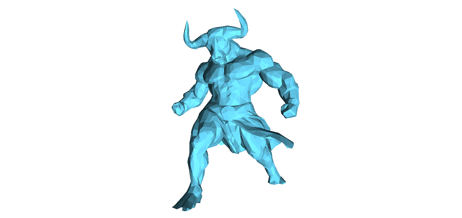 Buffalo Warrior Low Poly 3D print model_8