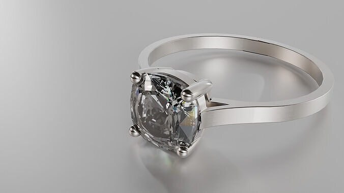 solitaire engagement ring cushion-cut diamond Free 3D print model