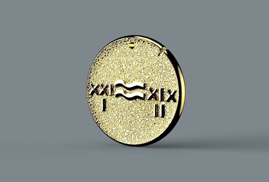 Zodiaque medal  Aquarius 3D print model_1