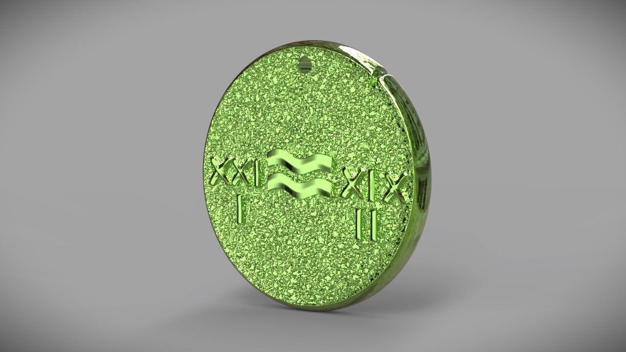 Zodiaque medal  Aquarius 3D print model_6