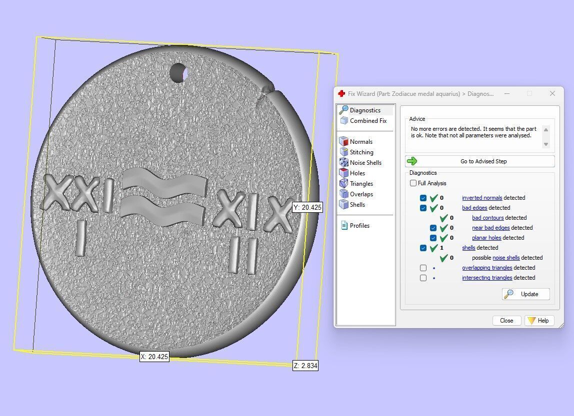 Zodiaque medal  Aquarius 3D print model_4