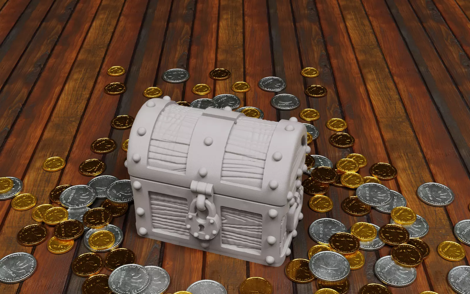 Treasure money box 3D print model_0