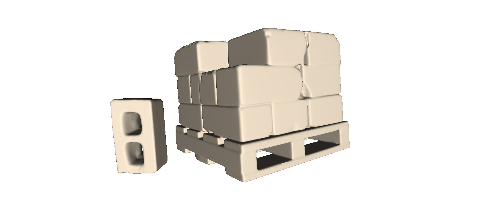 Pallet with concrete blocks 3D print model_1