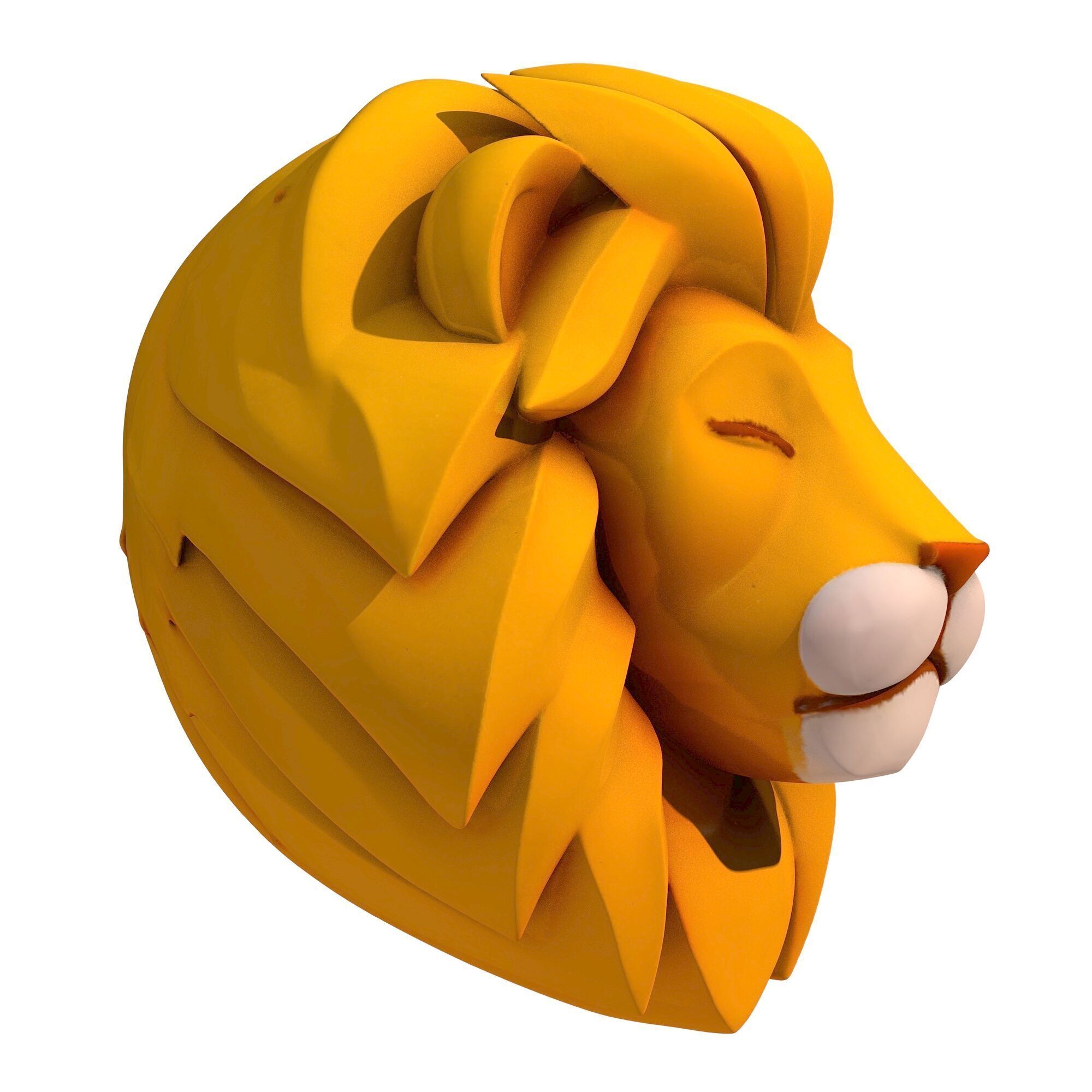 Cartoon Lion Head  3D print model_2
