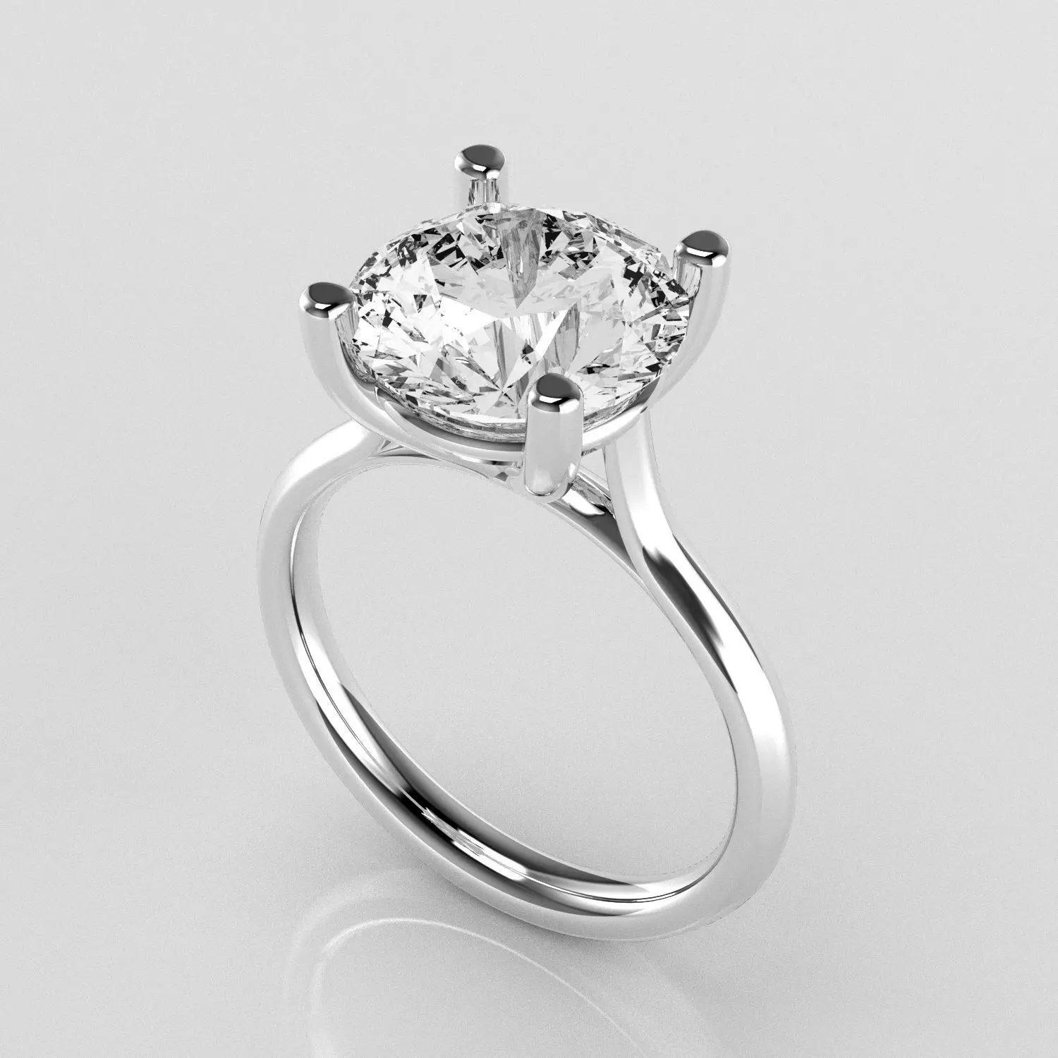 Classic Shoulder Solitaire Ring - Round 10-2 mm - 400 ct points 3D print model_0