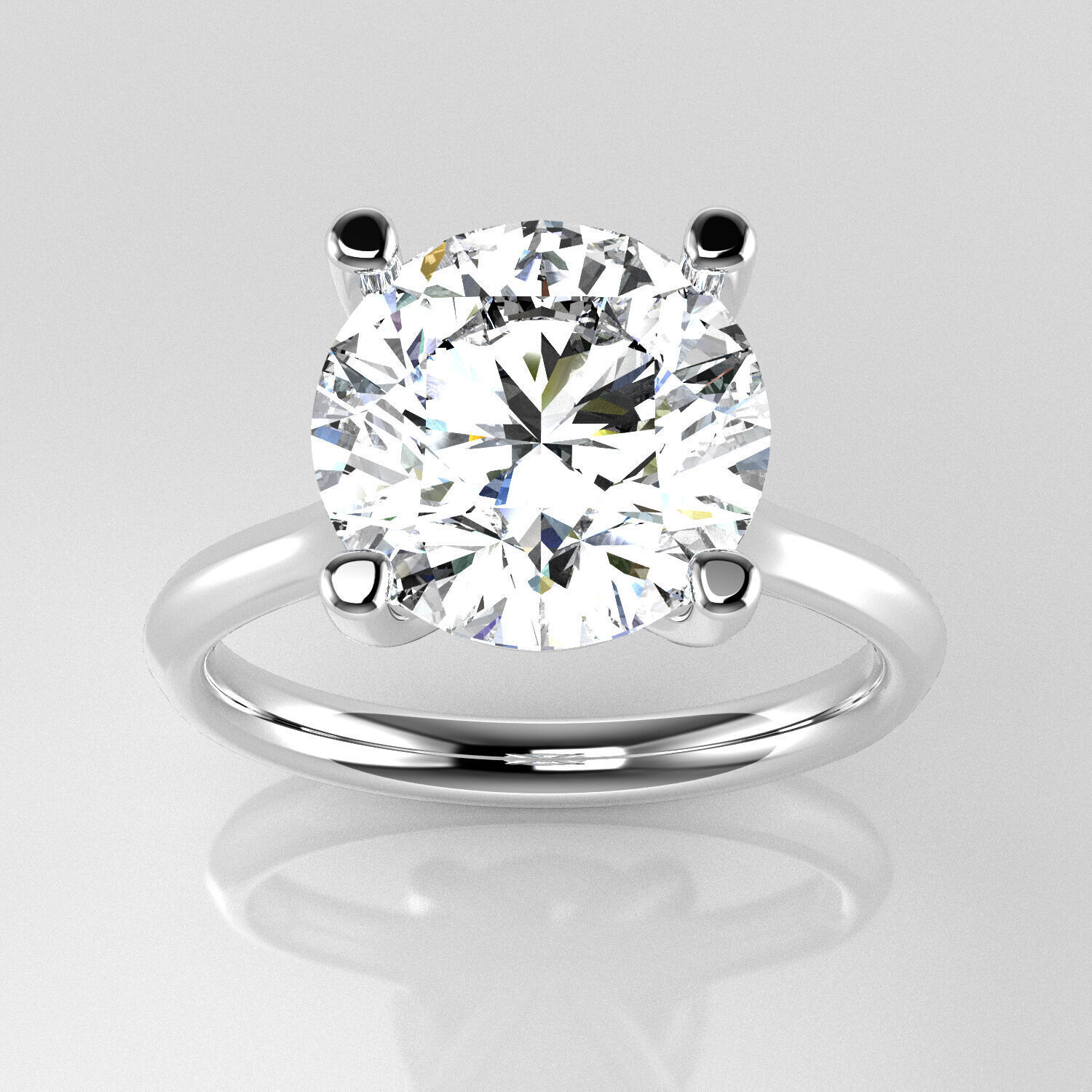 Classic Shoulder Solitaire Ring - Round 10-2 mm - 400 ct points 3D print model_1