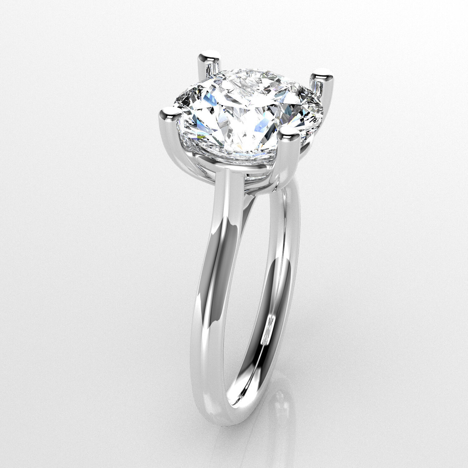 Classic Shoulder Solitaire Ring - Round 10-2 mm - 400 ct points 3D print model_2