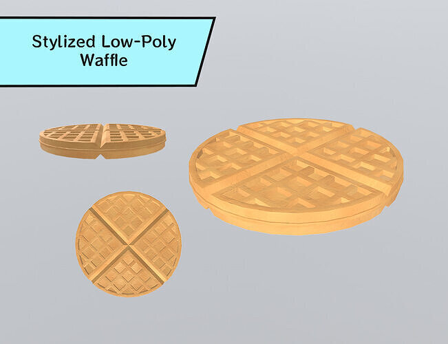 Stylized Low-Poly Waffle Low-poly 3D model