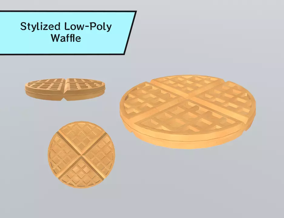 Stylized Low-Poly Waffle Low-poly 3D model_0