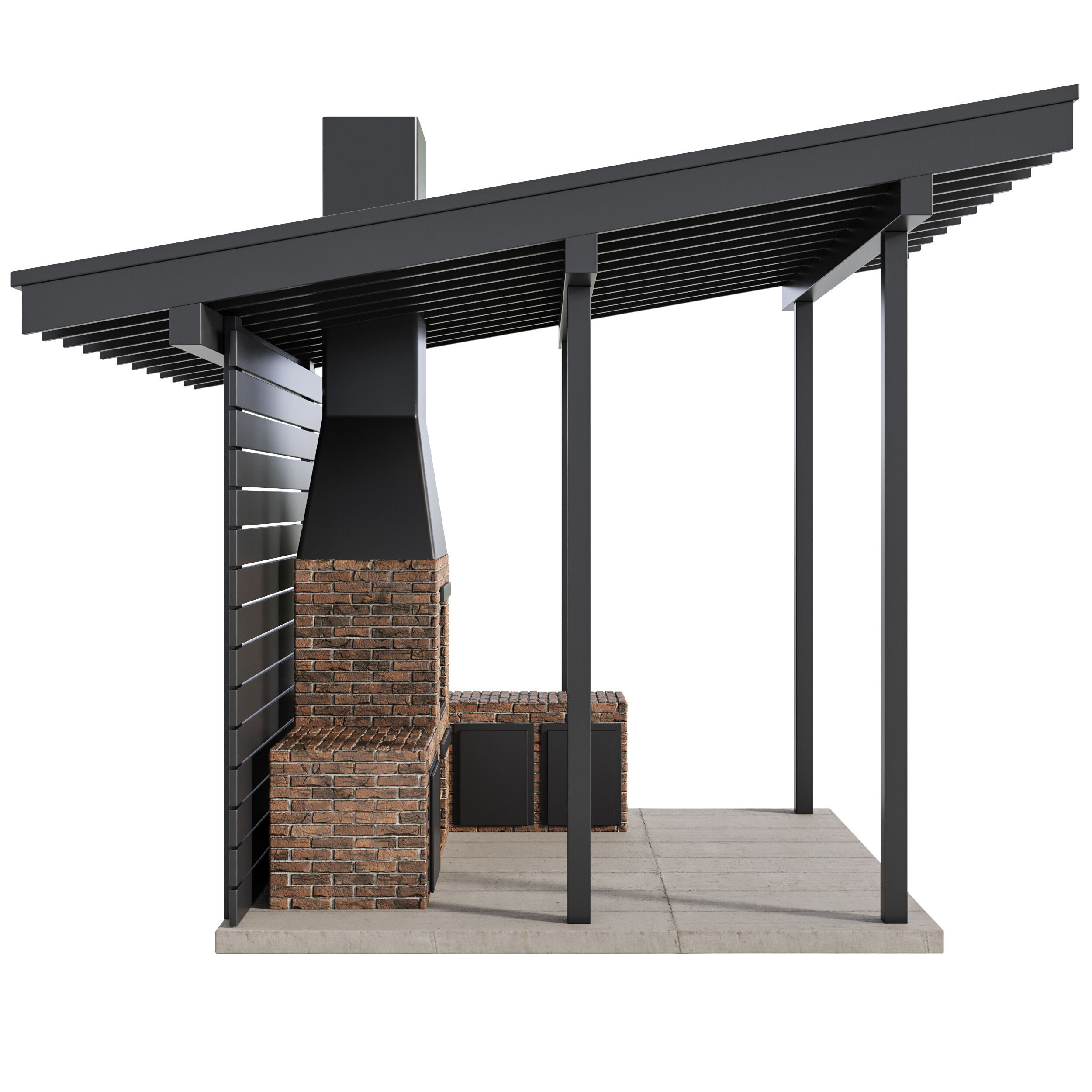 Modern Outdoor Kitchen 04 3D model_1
