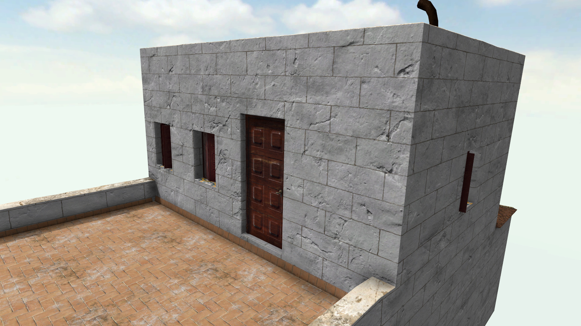 Old High-Quality 3D Colonial House Low-poly 3D model_3