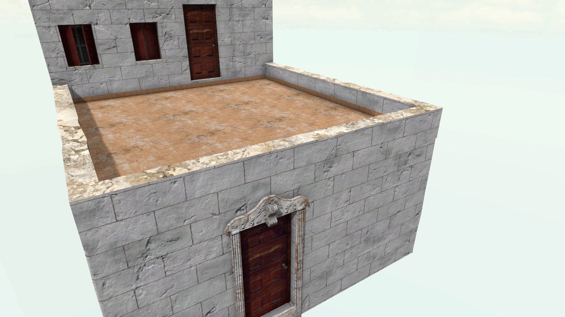 Old High-Quality 3D Colonial House Low-poly 3D model_4