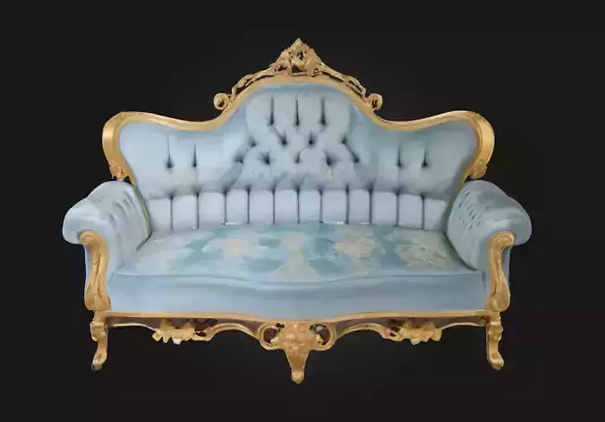Elegant Vintage Sofa  Classic Comfort with Ornate Charm